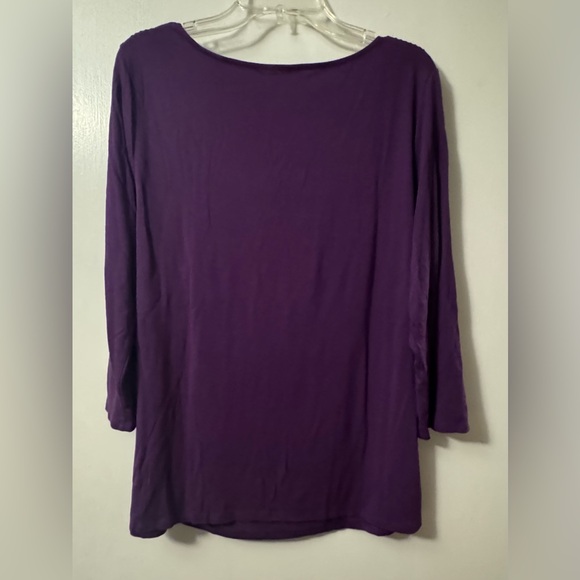 Coldwater Creek women’s purple 3/4 top small beads at neckline. Size medium EUC - Picture 12 of 16